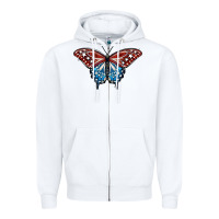 White Patriotic American Butterfly Zipper Hoodie - LillyAllenDesigns