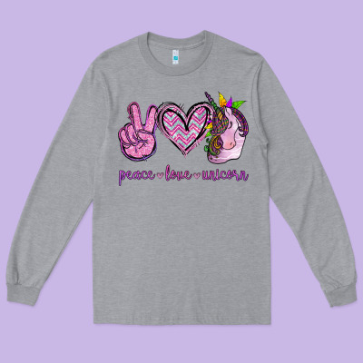 Peace Love Unicorn Long Sleeve Tee Designed By Jasminsmagicworld
