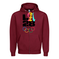 Burgundy 2028 summer olympics Zipper Hoodie - FloraArt