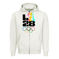 Oatmeal Heather 2028 summer olympics Zipper Hoodie - FloraArt