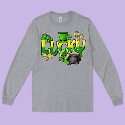 Lucky St. Patrick's Day Long Sleeve Tee Designed By Howdyjamesfarm