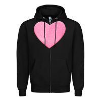 Black Valentines Pink Heart Zipper Hoodie - FloraArt