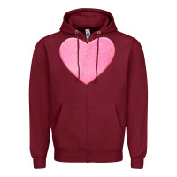 Burgundy Valentines Pink Heart Zipper Hoodie - FloraArt