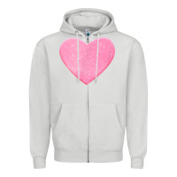 Dove Grey Valentines Pink Heart Zipper Hoodie - FloraArt