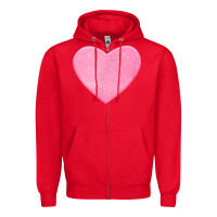 Red Valentines Pink Heart Zipper Hoodie - FloraArt