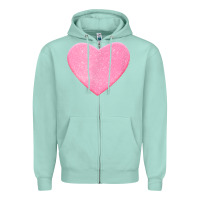 Seafoam Valentines Pink Heart Zipper Hoodie - FloraArt
