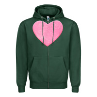 Sports Green Valentines Pink Heart Zipper Hoodie - FloraArt