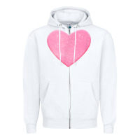 White Valentines Pink Heart Zipper Hoodie - FloraArt