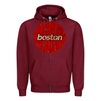 Burgundy boston   simple red circle vintage Zipper Hoodie - FloraArt