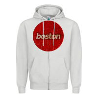 Dove Grey boston   simple red circle vintage Zipper Hoodie - FloraArt