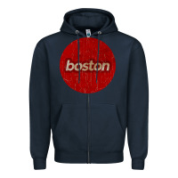 Boston   Simple Red Circle Vintage Zipper Hoodie | Teevron