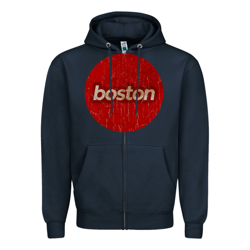 Boston   Simple Red Circle Vintage Zipper Hoodie by FloraArt | Teevron