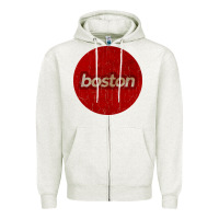Oatmeal Heather boston   simple red circle vintage Zipper Hoodie - FloraArt