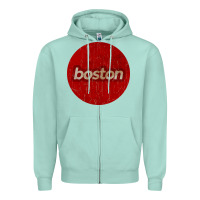 Seafoam boston   simple red circle vintage Zipper Hoodie - FloraArt