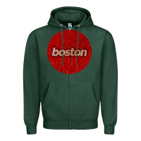 Sports Green boston   simple red circle vintage Zipper Hoodie - FloraArt