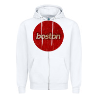 White boston   simple red circle vintage Zipper Hoodie - FloraArt
