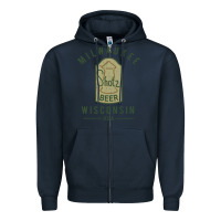 Navy shotz beer worn Zipper Hoodie - FloraArt