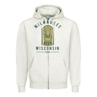 Oatmeal Heather shotz beer worn Zipper Hoodie - FloraArt