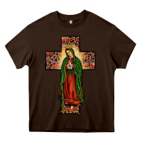 Chocolate Brown our lady of guadalupe cros Heavy Core Tee - JahusDesignShop