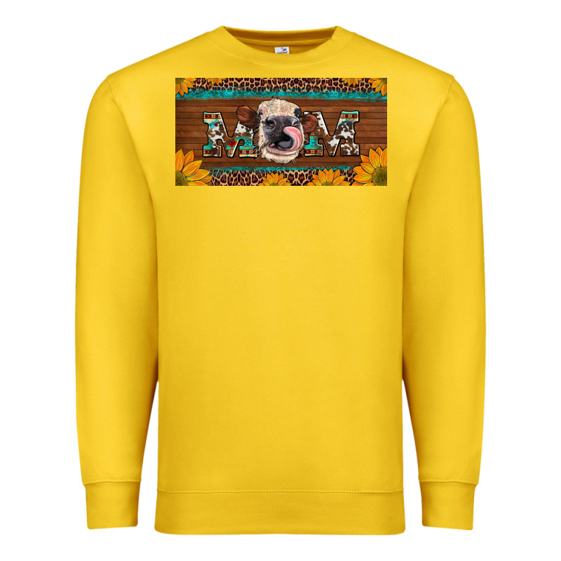 Western Heifer Mom With Sunflowers And Turquoise License Plate Premium Sweatshirt by Artiststas | Teevron