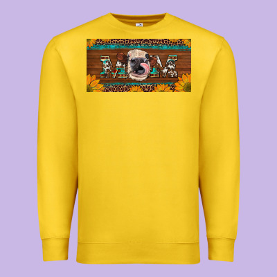 Western Heifer Mom With Sunflowers And Turquoise License Plate Premium Sweatshirt Designed By Artiststas