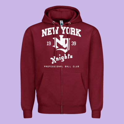 The Natural Ny New York Knights Baseball Zipper Hoodie Designed By Floraart