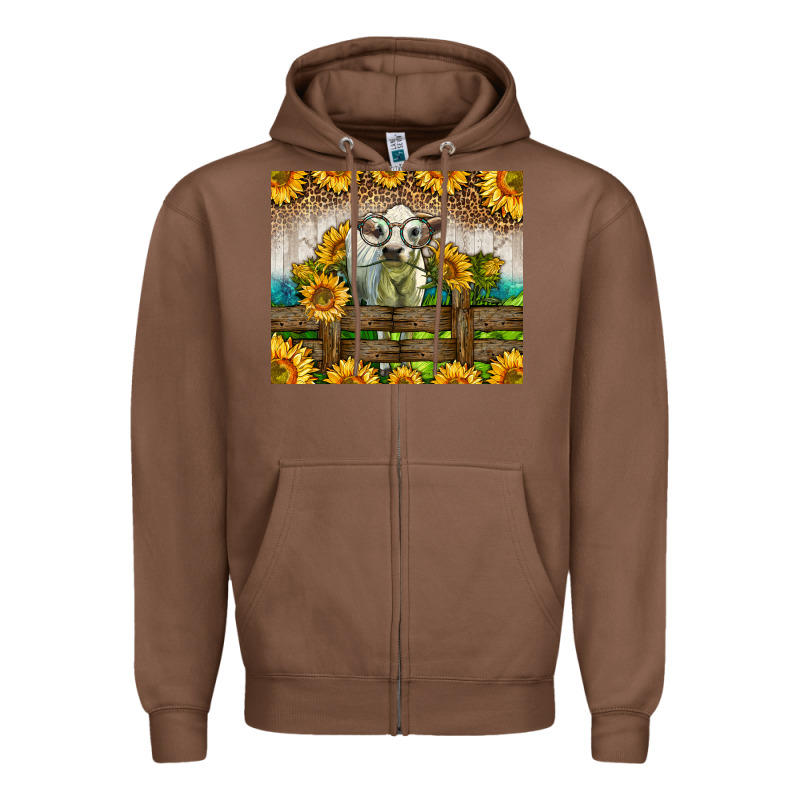 Western Charolais Heifer With Sunflowers Zipper Hoodie by LillyAllenDesigns | Teevron