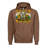 Chestnut Western Charolais Heifer With Sunflowers Zipper Hoodie - LillyAllenDesigns