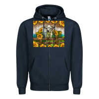 Navy Western Charolais Heifer With Sunflowers Zipper Hoodie - LillyAllenDesigns