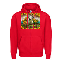 Red Western Charolais Heifer With Sunflowers Zipper Hoodie - LillyAllenDesigns