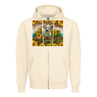 Sandshell Western Charolais Heifer With Sunflowers Zipper Hoodie - LillyAllenDesigns