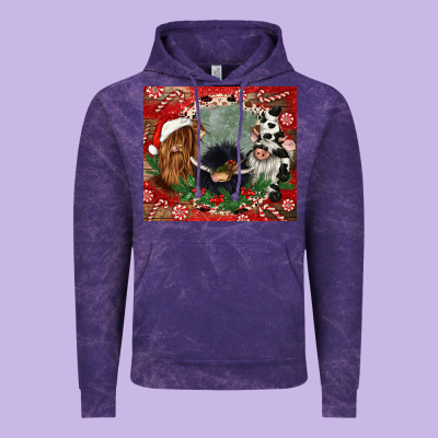 Christmas Heifer Cow  Gnomies Vintage Hoodie Designed By Cowgirlartshop