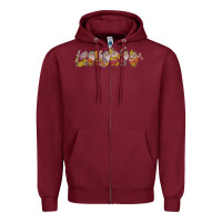 Burgundy Snow White And The Seven Dwarfs Marching In Line Zipper Hoodie - FloraArt
