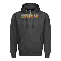 Charcoal Heather Snow White And The Seven Dwarfs Marching In Line Zipper Hoodie - FloraArt