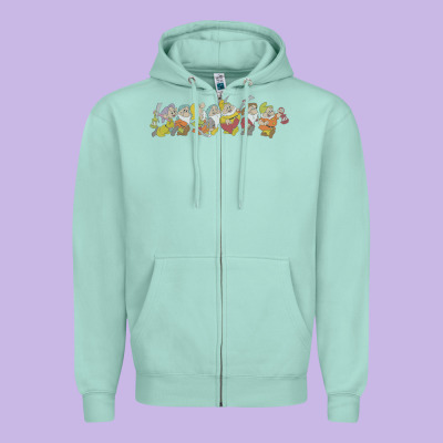 Snow White And The Seven Dwarfs Marching In Line Zipper Hoodie Designed By Floraart
