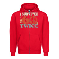 Red I Survived The Sixties 60s Twice Zipper Hoodie - FloraArt