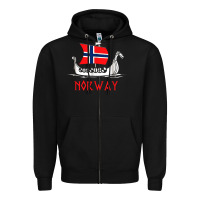 Black boat norwegian flag norway viking ship norway Zipper Hoodie - FloraArt