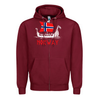 Burgundy boat norwegian flag norway viking ship norway Zipper Hoodie - FloraArt