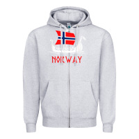 Heather Grey boat norwegian flag norway viking ship norway Zipper Hoodie - FloraArt