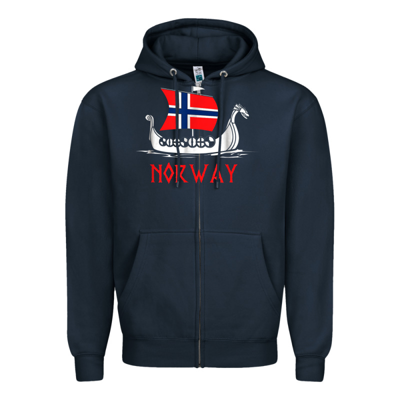 Boat Norwegian Flag Norway Viking Ship Norway Zipper Hoodie by FloraArt | Teevron