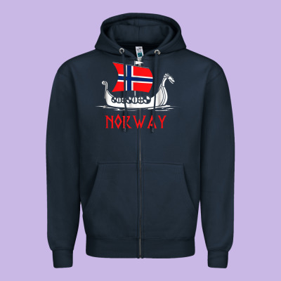 Boat Norwegian Flag Norway Viking Ship Norway Zipper Hoodie Designed By Floraart
