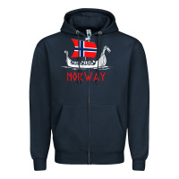 Navy boat norwegian flag norway viking ship norway Zipper Hoodie - FloraArt