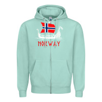 Seafoam boat norwegian flag norway viking ship norway Zipper Hoodie - FloraArt