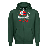 Sports Green boat norwegian flag norway viking ship norway Zipper Hoodie - FloraArt