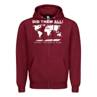 Burgundy Seven Continents Shirt Zipper Hoodie - FloraArt