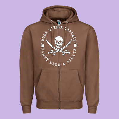 Work Like A Captain Party Like A Pirate Zipper Hoodie Designed By Floraart
