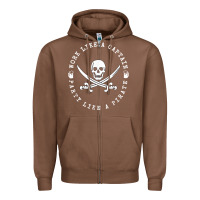 Chestnut Work like a captain party like a pirate Zipper Hoodie - FloraArt