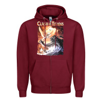 Burgundy Clash of the Titans (Transparent) Zipper Hoodie - ArtMosaic