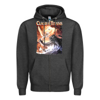 Charcoal Heather Clash of the Titans (Transparent) Zipper Hoodie - ArtMosaic