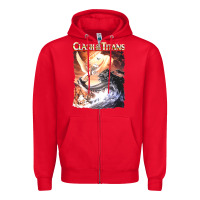 Red Clash of the Titans (Transparent) Zipper Hoodie - ArtMosaic